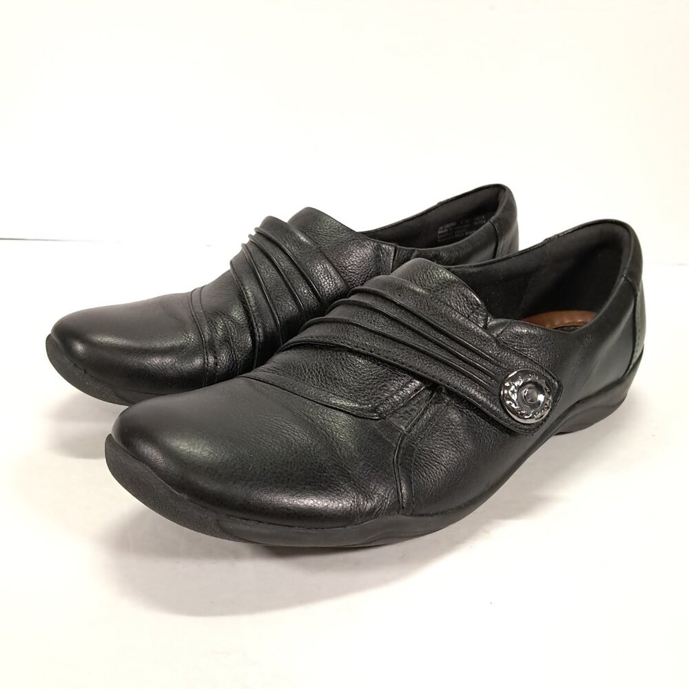 Clarks Artisan Loafers Women 9.5 M Kessa Alcove Black Leather Slip On 26102319